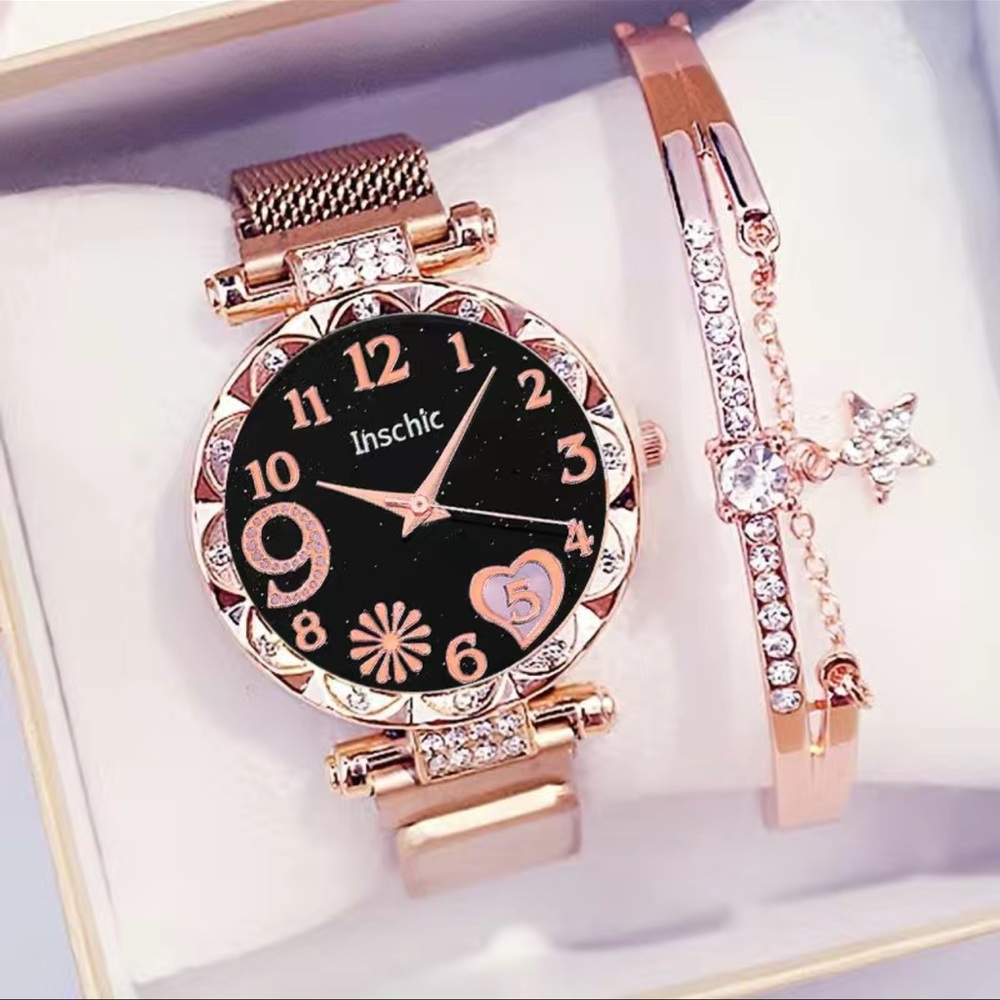 Rhinestone Quartz Watch And Rhinestone Bracelet - Picture 1 of 4